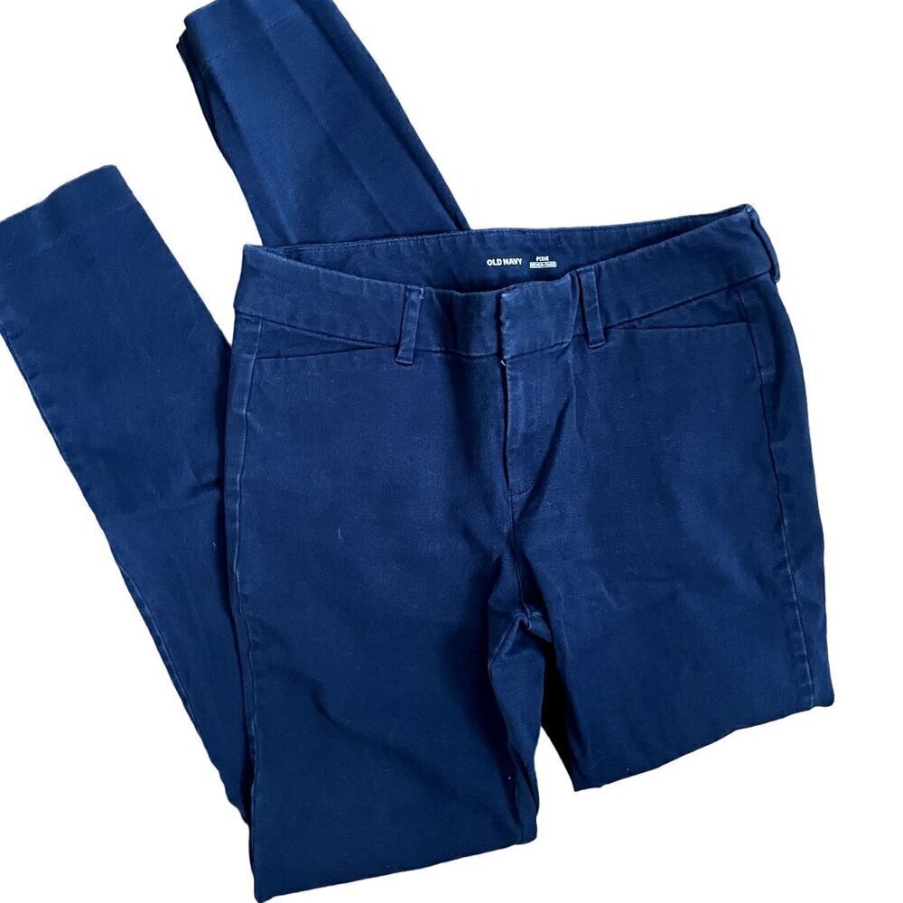 Old Navy blue low rise pants pixie never-fade cotton elastane tall women size 6